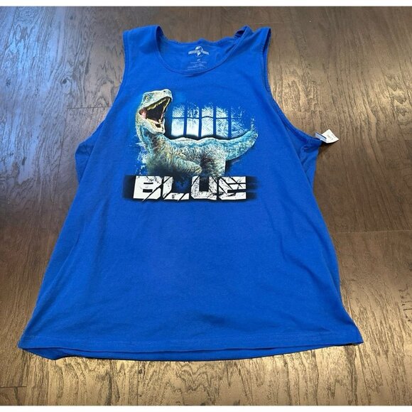 Jurassic World Universal Studios Men’s Tank Top Shirt – Raptor Blue nwt - Picture 1 of 2